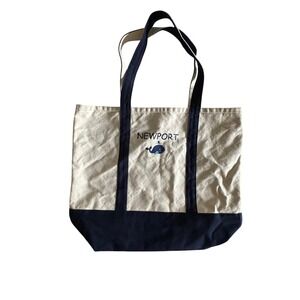 Newport Canvas Tote Bag Whale Nautical Beach Travel‎ Navy Blue